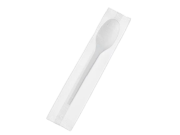 (Q603) Plastic Wrapped Spoon 1000pc/cs